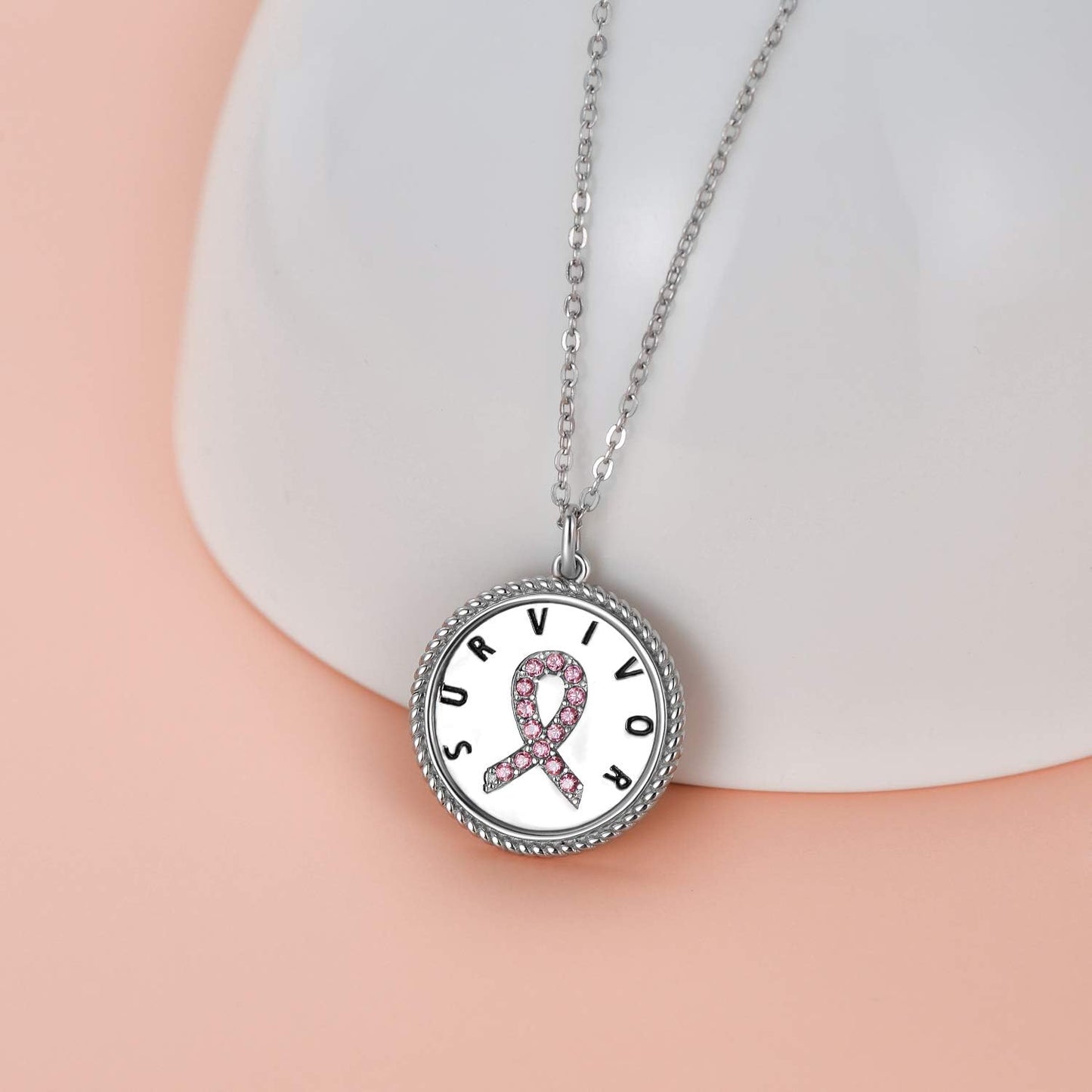 Sterling Silver Cancer Survivor Necklace Breast Ovarian Cancer Patient Gifts
