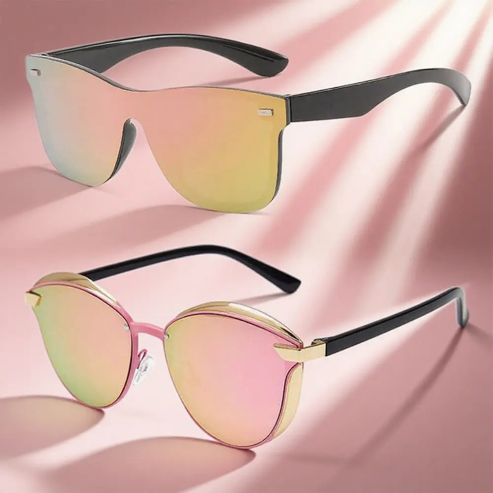 2Pcs Modern Rich Girl Sunglasses, Cute Unisex Trendy Casual Tortoiseshell Sunglasses for Everyday Use, Chic Metal Frame Cat Eye Sunglasses, Aviator Sunglasses, Outdoor Activities Travel Lightweight Durable UV Protection Tinted Lenses Sunglasses