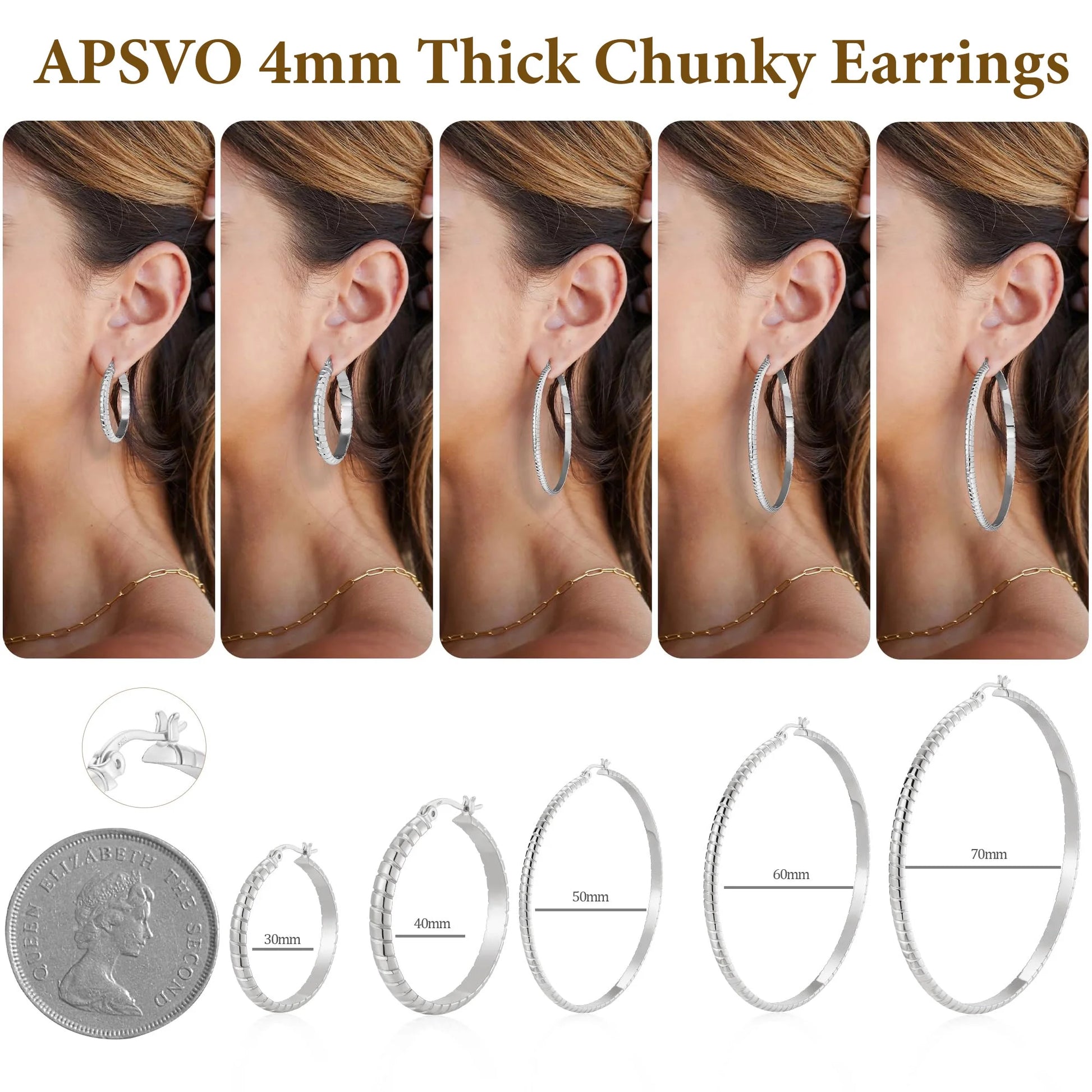 2 Pairs 18K White Gold Plated Hoop Earrings for Women S925 Sterling Silver Post Hypoallergenic Earrings Set Birthday Graduation Mothers Day Jewelry Gifts Her Mom Girlfriend Adults Ideas 30/40MM