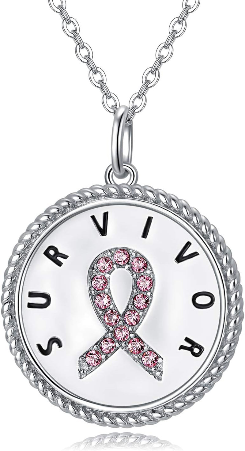 Sterling Silver Cancer Survivor Necklace Breast Ovarian Cancer Patient Gifts