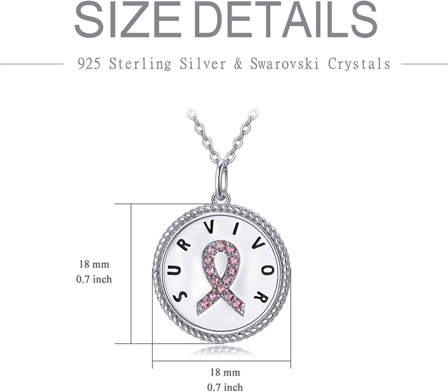 Sterling Silver Cancer Survivor Necklace Breast Ovarian Cancer Patient Gifts