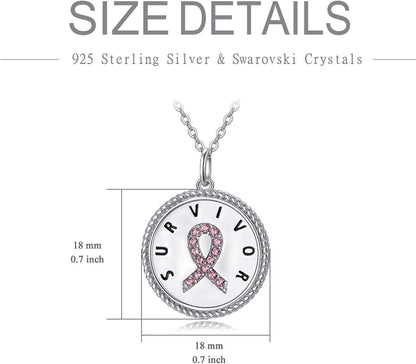 Sterling Silver Cancer Survivor Necklace Breast Ovarian Cancer Patient Gifts